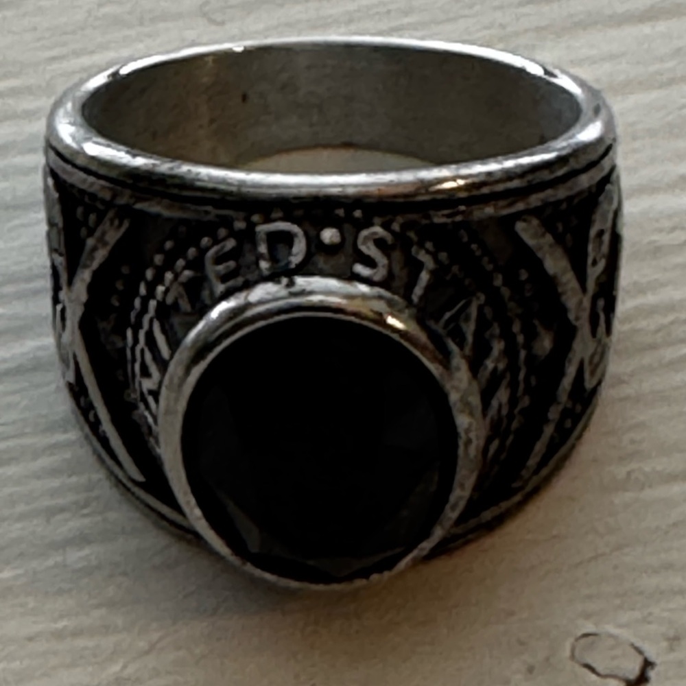 Men's Black Silver Ring